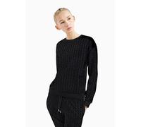 Armani Exchange Sudadera de algodón de Rizo francés para Mujer con Logotipo All Over AX, Negro, L