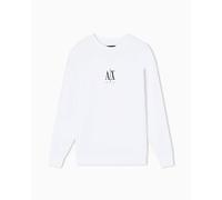 Armani Exchange Sudadera de Cuello Redondo con Logotipo Bordado para Mujer, Blanco (Optic), XL