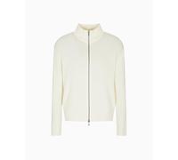 Armani Exchange Sudadera de Manga Larga para Hombre con Logotipo en la Parte Trasera, Cierre con Cremallera, Color Blanco Roto, M, Blanco Crudo, M