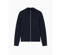 Armani Exchange Long Sleeve Back Logo Patch Zip Closure Jersey de cárdigan, Azul Oscuro, M para Hombre