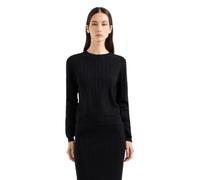 Armani Exchange Allover Monogram Logo Longsleeve Knit Top Suéter, Negro, L para Mujer