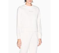 Armani Exchange Sudadera de Manga Larga para Mujer con Logotipo Frontal Milano-New York, Blanco, M, ISO, M