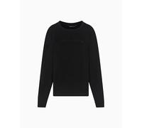 Armani Exchange Sudadera Esencial con Logotipo Bordado para Mujer, Cuello Redondo, Negro, S