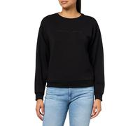Armani Exchange Sudadera Esencial para Mujer, Logotipo Bordado, Cuello Redondo, Negro, Talla M, Negro, M