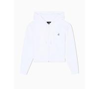 Armani Exchange Icon Project, Small Logo Embroidery, Cropped Fit Sudadera, Color Blanco, S para Mujer