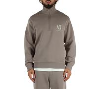 Armani Exchange Suéter de algodón con Media Cremallera con Logotipo de Icono para Hombre, Driftwood, X-Large