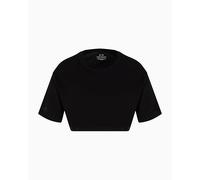Armani Exchange Super Cropped Logo On Sleeve tee Camiseta, Negro, M Mujeres