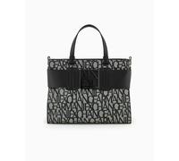 Armani Exchange Susy Allover Logo Large Tote, Big Mujeres, Beige/Black, Einheitsgröße