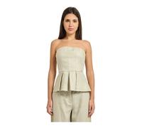 Armani Exchange - Top acampanado con pliegues en tela cruzada de lino - Blouses & Shirts - Mujer - Beige - XS -