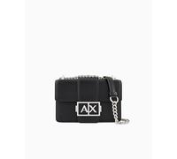 Armani Exchange Umhängetasche aus schwarzem mit silberfarbener Kette, AX-Verschluss
