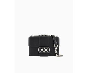 Armani Exchange Umhängetasche aus schwarzem mit silberfarbener Kette, AX-Verschluss