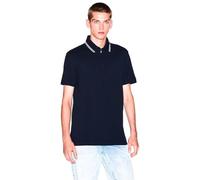 Armani Exchange Urban, Short Sleeve Zip Closure Collar Polo, Azul Oscuro, M Hombres