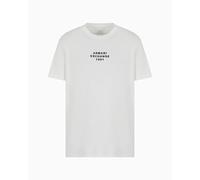 Armani Exchange Utility Edge, Embrodidered Logo Camiseta, Blanco Crudo, M Hombres
