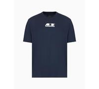 Armani Exchange Utility Edge, Sustainable, Emboidered Logo Camiseta, Azul Oscuro, L Hombres