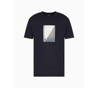 Armani Exchange Utility Edge, Sustainable, Photoprint Logo Camiseta, Azul Oscuro, XXL Hombres