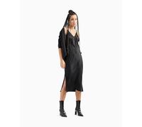 Armani Exchange Vestido Esencial de satén para Mujer, Negro, Talla 8-14, Negro, 36-42