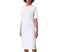Armani Exchange Vestido Informal para Mujer sostenible, Estampado con Logotipo Grande, Cuello Redondo, Color Blanco., M