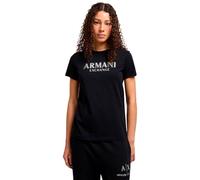 Armani Exchange Women's Arte Sella, brillante logo lettering, corte regular, negro, S, Negro, S