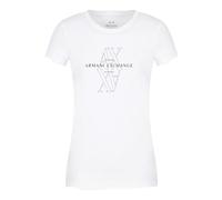 Armani Exchange Women's Arte Sella, logotipo bordado e impreso, corte ajustado, blanco, S, Color blanco., S