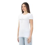 Armani Exchange Crewneck Slim Fit Rhinestone Monogram Logo tee Camiseta, Color Blanco, XS Mujeres