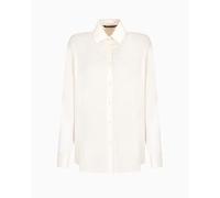 Armani Exchange Women's Arte Sella, Placa de Logotipo de Metal, Efecto Satinado, Ajuste Regular, Blanco, XS, ISO, XS