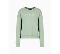 Armani Exchange Women's Arte Sella, Sustainable, Brillante Logo Lettering, Sudadera, Verde, XL, Saga, XL