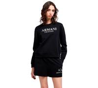 Armani Exchange Women's Arte Sella, Sustainable, Shiny Logo Lettering, Sudadera, Negro, L, Negro, L