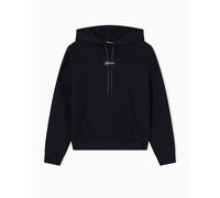 Armani Exchange Women's Cross Gender, Cuffed Sleeve Small Front Logo Relaxed Fit, Sweatshirt, Black, M, Negro, M