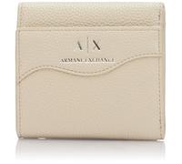 Armani Exchange Women's Essential Wave, Silver Printed Logo Bi-Fold Wallet, Pisco