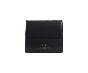 Armani Exchange Women's Jane - Cartera Plegable con Logotipo Impreso en Oro, Color Negro, Negro, Einheitsgröße