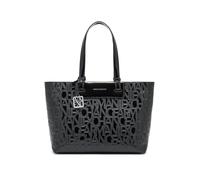 Armani Exchange Liz Patent M Bolsa shopping negro, imitación de cuero, mujer