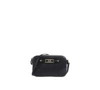 Armani Exchange Women's Polly, placa con logotipo dorado, correa para el hombro, cierre de cremallera, bolso de mensajero, negro, talla única