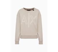 Armani Exchange Women's Sustainable, bidimensional Printed Logo,Sweatshirt,Off Road,S, Off Road, S