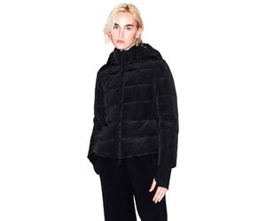 Armani Exchange Women's Sustainable, Thumbhole Sleeve, Embroidered Logo, Adjustable Hood Down Coat, Black, L, Negro, L
