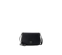 Armani Exchange Women's Tory, Flap Button Closure, Gold Logo Messenger Bag, Black