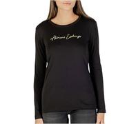 Armani Exchange Long Sleeve Front Big Signed Logo Camiseta, Negro/Dorado, L Mujeres
