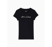 Armani Exchange Short Sleeve Big Signed Logo Camiseta, Negro/Dorado, L Mujeres