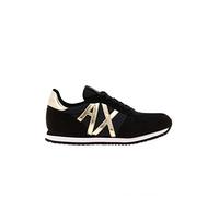 Armani Exchange Zapatillas Casual Logotipo Dorado, Negro