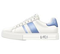 Armani Exchange Zapatillas Deportivas Mina Cup Sole, Back Tab with and Metal Logo Detail On Side Sneaker, Off White Blue, 39.5 EU
