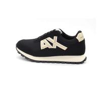 Armani Exchange Essential, Drop, Microsuede Details, Zapatillas Mujer, Black Pale Gold, 39 EU