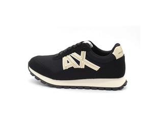 Armani Exchange Zapatillas Deportivas para Mujer Essential, Drop, con Detalles de microante, Black Pale Gold, 37.5 EU