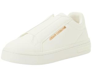 Armani Exchange Zapatillas Deportivas para Mujer London, con Logotipo Dorado metálico, Blanco Crudo, 41 EU