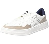 Armani Exchange Zapatillas para Hombre Seattle Low Contrast Stitched Side Logo, Blanco y Beige., 45 EU