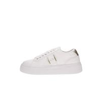 Armani Exchange Zapatillas para Mujer Kurt, Detalles, Logotipo Debossed, Color Blanco Roto y Oro pálido, Talla 39 EU