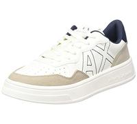 Armani Exchange Zapatillas Seattle con Logotipo Bordado en Contraste para Mujer, Blanco y Beige., 37 EU