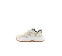 Armani Exchange Zapatillas Vedder para Mujer, Suela Gruesa, Detalles laminados, Logotipo, Pale Gold Off White, 38 EU