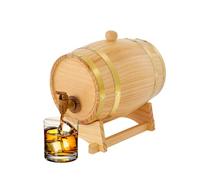 Armanyya Barril de madera de 3 litros, barril para vino, whisky y licor, barril de vino con grifo, dispensador de bebidas en forma de barril, a prueba de fugas, diámetro x alto: 16 x 23,5 cm