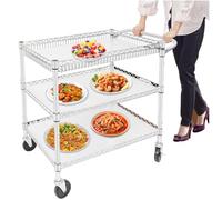 Armanyya Carro de servicio de acero inoxidable para cocina, carrito de transporte con 4 ruedas universales (2 x frenables), 3 niveles, capacidad de carga por nivel, 150 kg, 76 x 46 x 82,6 cm, para