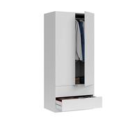 Armario 2 puertas 2 cajones aglomerado blanco 180x81.5x52cm