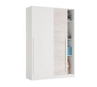 Habitdesign Armario 2 Puertas Correderas, 200x120x50 (AltoxAnchoxFondo - en cm), Color Blanco Artik y Blanco Velho, Modelo Elliot